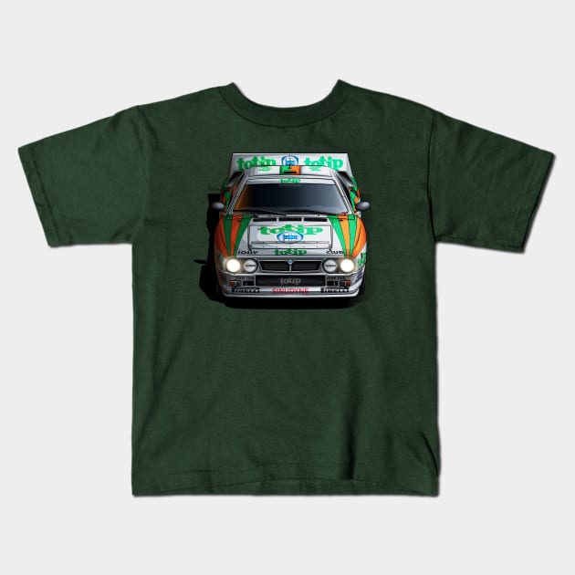 Lancia 037 Totip Group B - Illustration Kids T-Shirt by Mario Ramos Rally Art